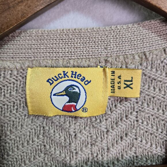 Duck Head Vintage 80's/Early 90's Cotton Knit Vest Mens XLarge Beige Made in USA - Picture 4 of 9